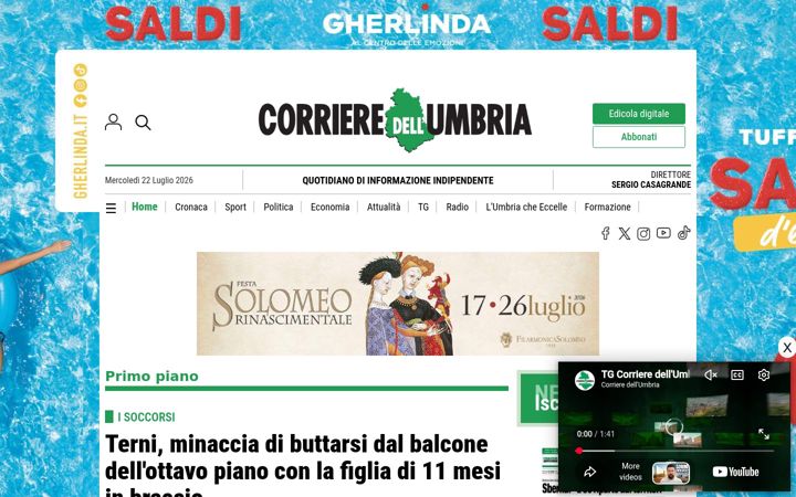 Captură de ecran a corrieredellumbria.it