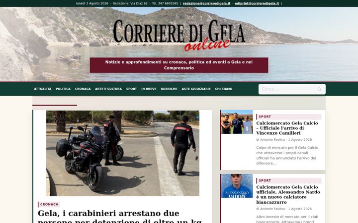 Screenshot of corrieredigela.com