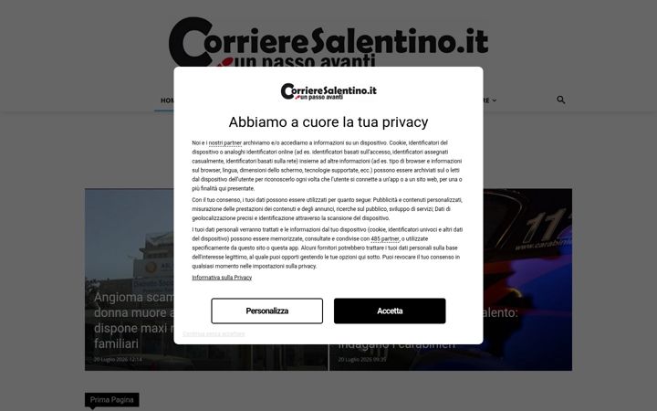 Screenshot of corrieresalentino.it