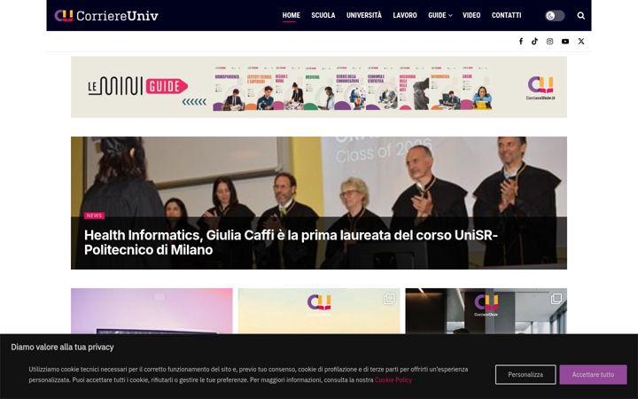 Screenshot of corriereuniv.it