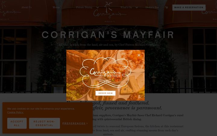 Screenshot di corrigansmayfair.co.uk