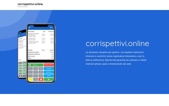 Screenshot of corrispettivi.online