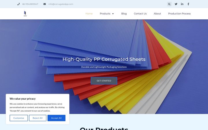 Screenshot of corrugatedpp.com