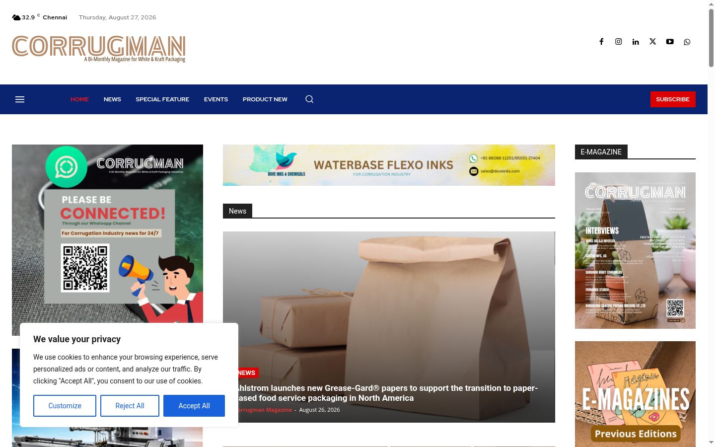 Ekrānuzņēmums ar piekrišanas baneri, kas tika rādīts pirms jebkādas mijiedarbības