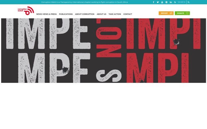 Snímek obrazovky corruptionwatch.org.za