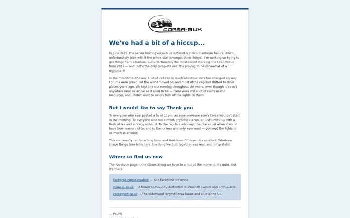 Screenshot of corsa-b.uk