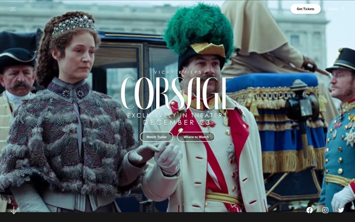 Screenshot of corsagemovie.com