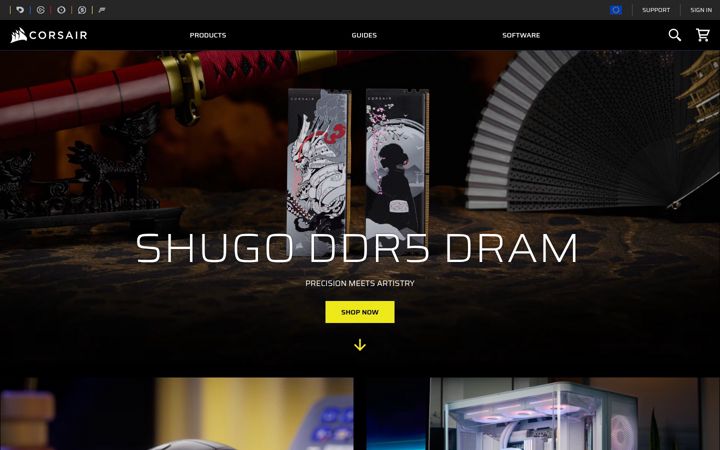 Kuvakaappaus sivustosta corsair.com