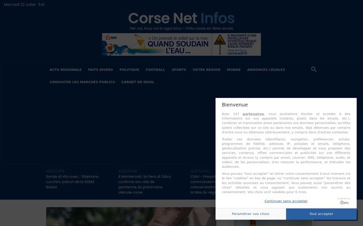 Screenshot of corsenetinfos.corsica