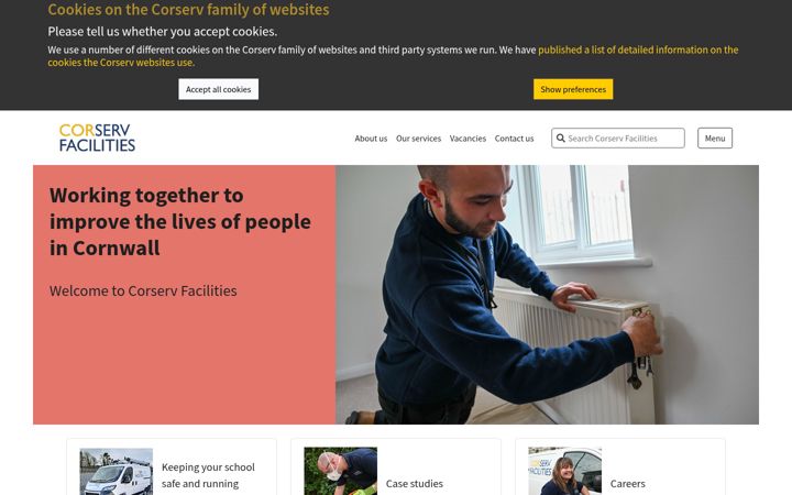 Screenshot of corservfacilities.co.uk