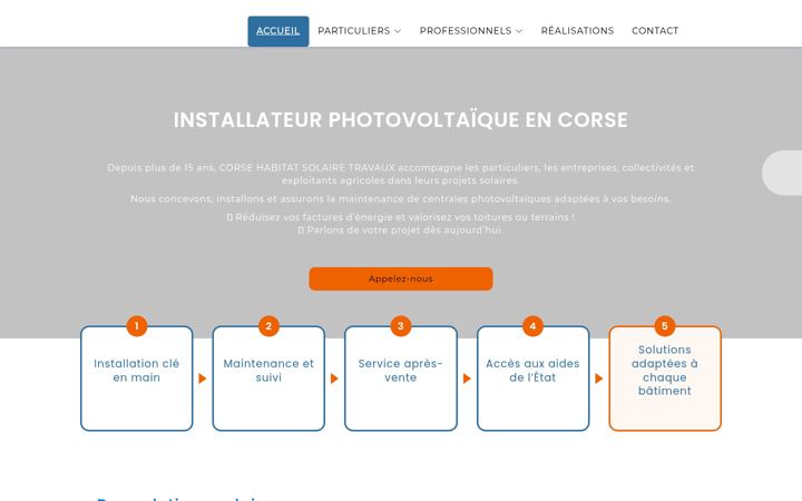 Kuvakaappaus sivustosta corsesolaire.fr