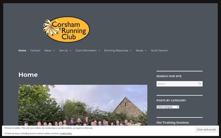 Screenshot of corshamrunningclub.co.uk