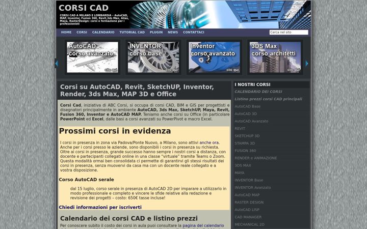 Skärmbild av corsi-cad.it