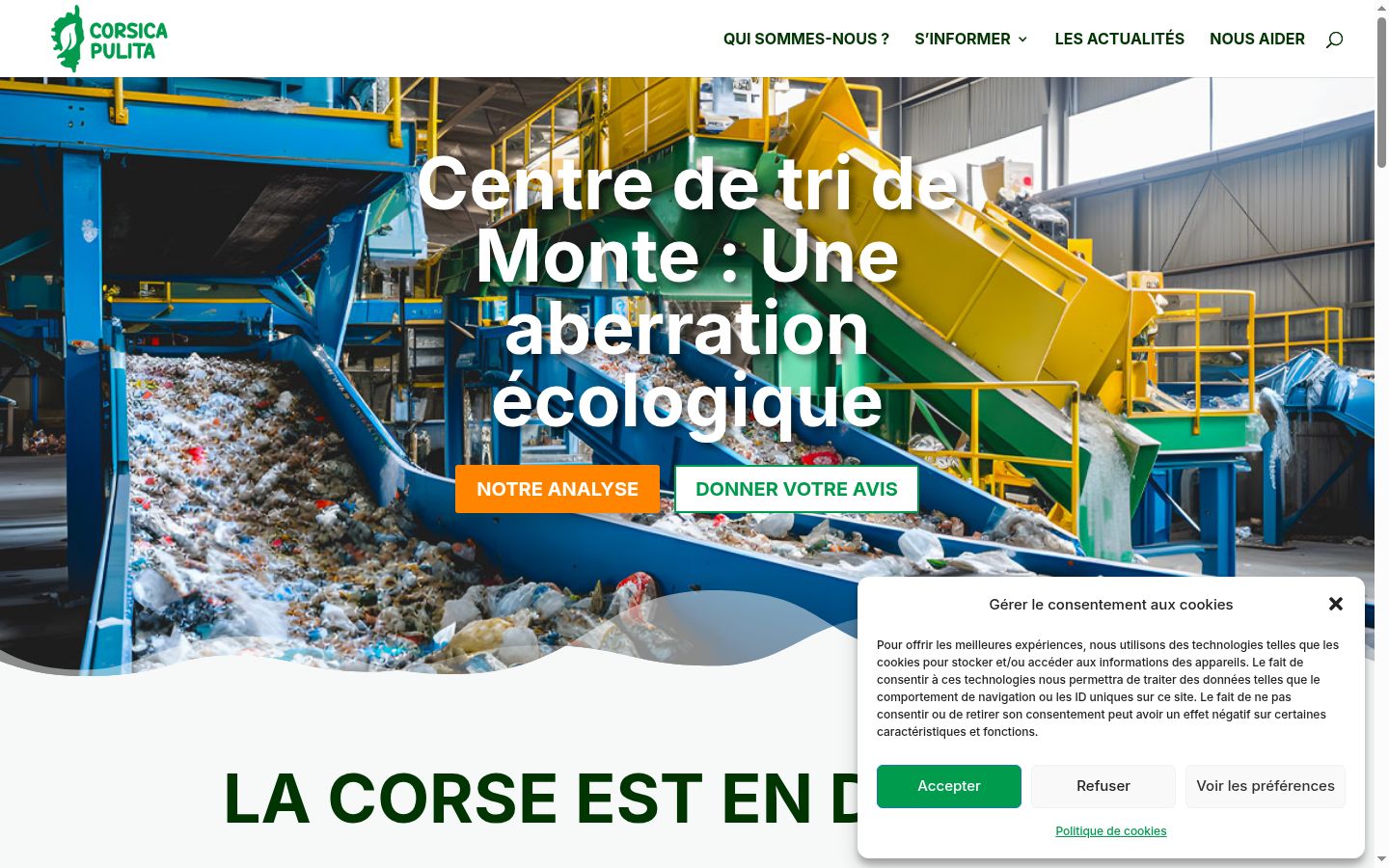 Screenshot del banner di consenso mostrato prima di qualsiasi interazione