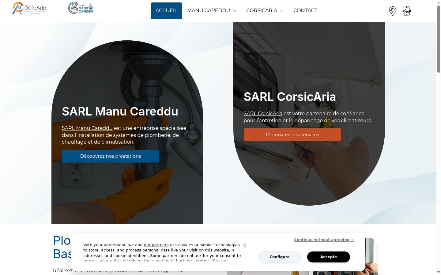 Captura de ecrã do banner de consentimento apresentado antes de qualquer interação