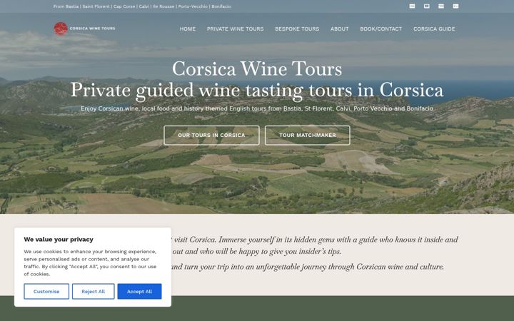 Screenshot of corsicawinetours.com