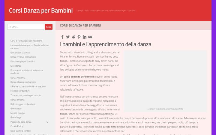 Screenshot of corsidanzaperbambini.it