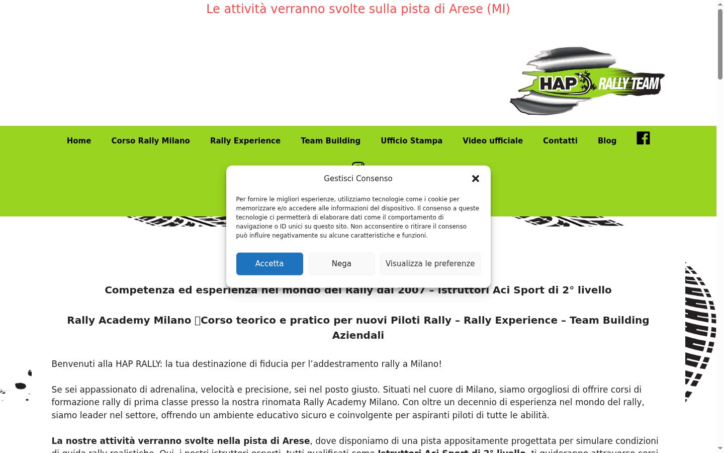 Screenshot del banner di consenso mostrato prima di qualsiasi interazione