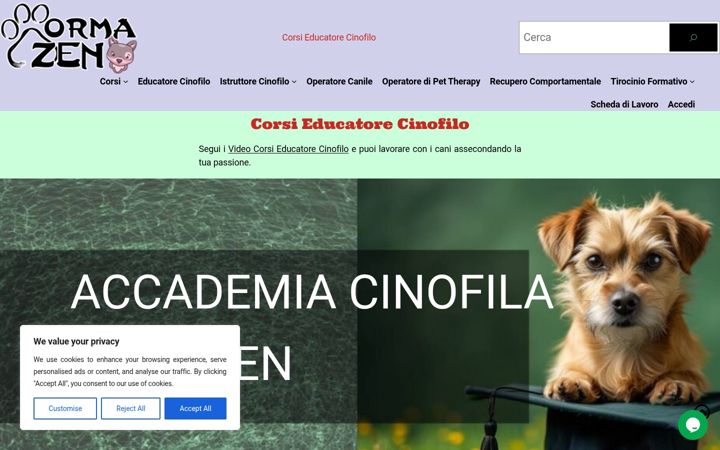 Screenshot of corsieducatorecinofilo.it
