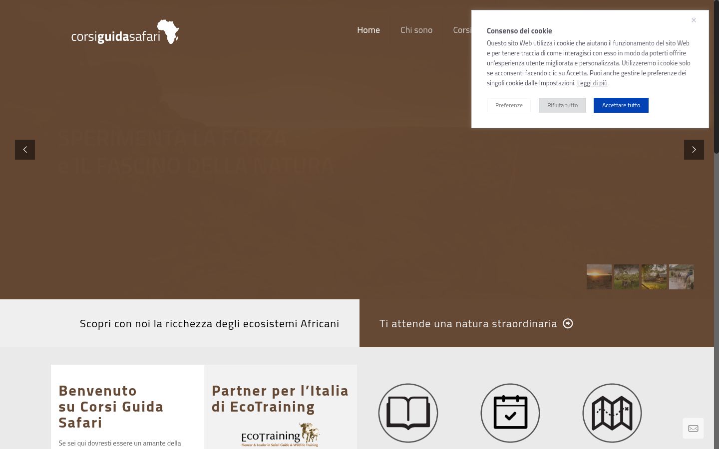 Screenshot del banner di consenso mostrato prima di qualsiasi interazione
