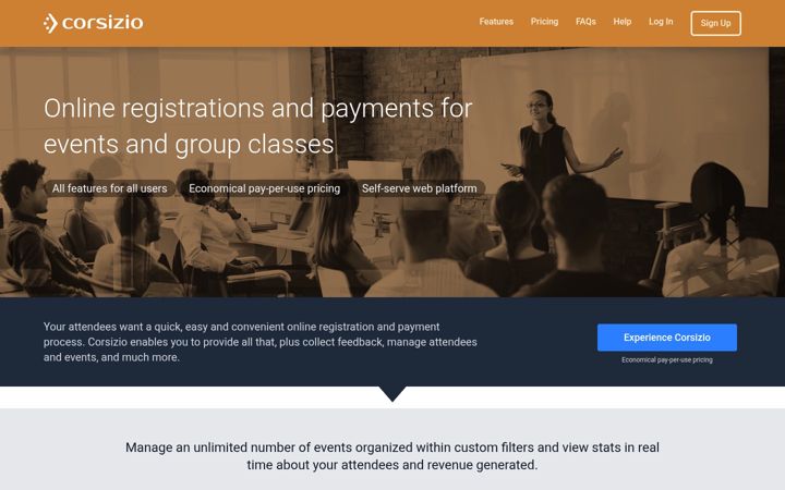 Screenshot of corsizio.com
