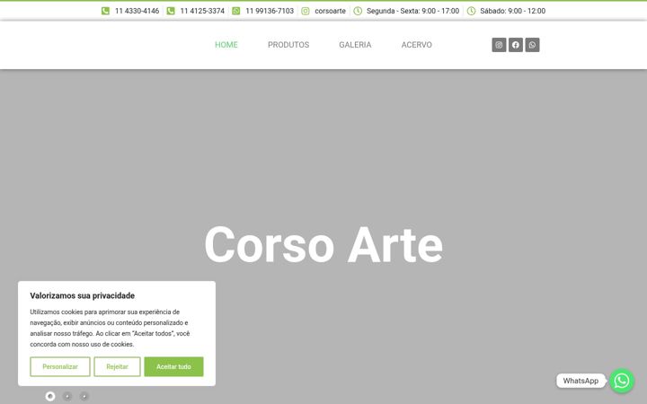 Screenshot of corsoarte.com.br