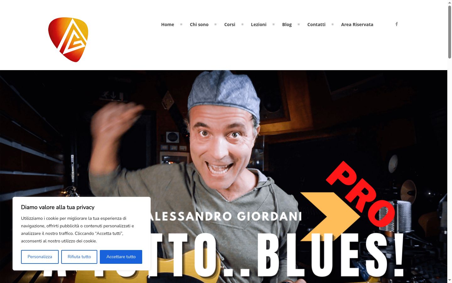 Screenshot del banner di consenso mostrato prima di qualsiasi interazione
