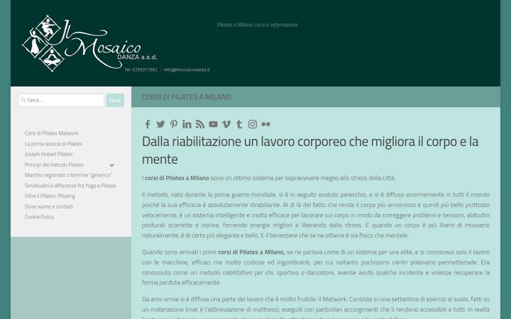 Skærmbillede af corsodipilatesmilano.it