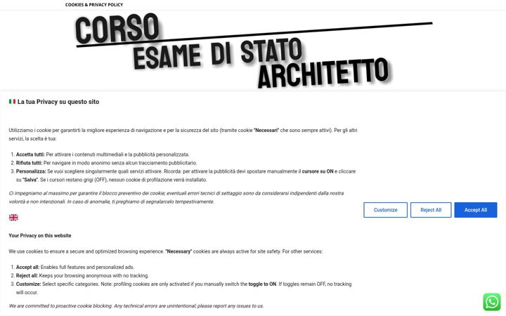 Skærmbillede af corsoesamedistatoarchitetto-online.it