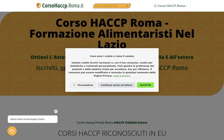 Skærmbillede af corsohaccp.roma.it