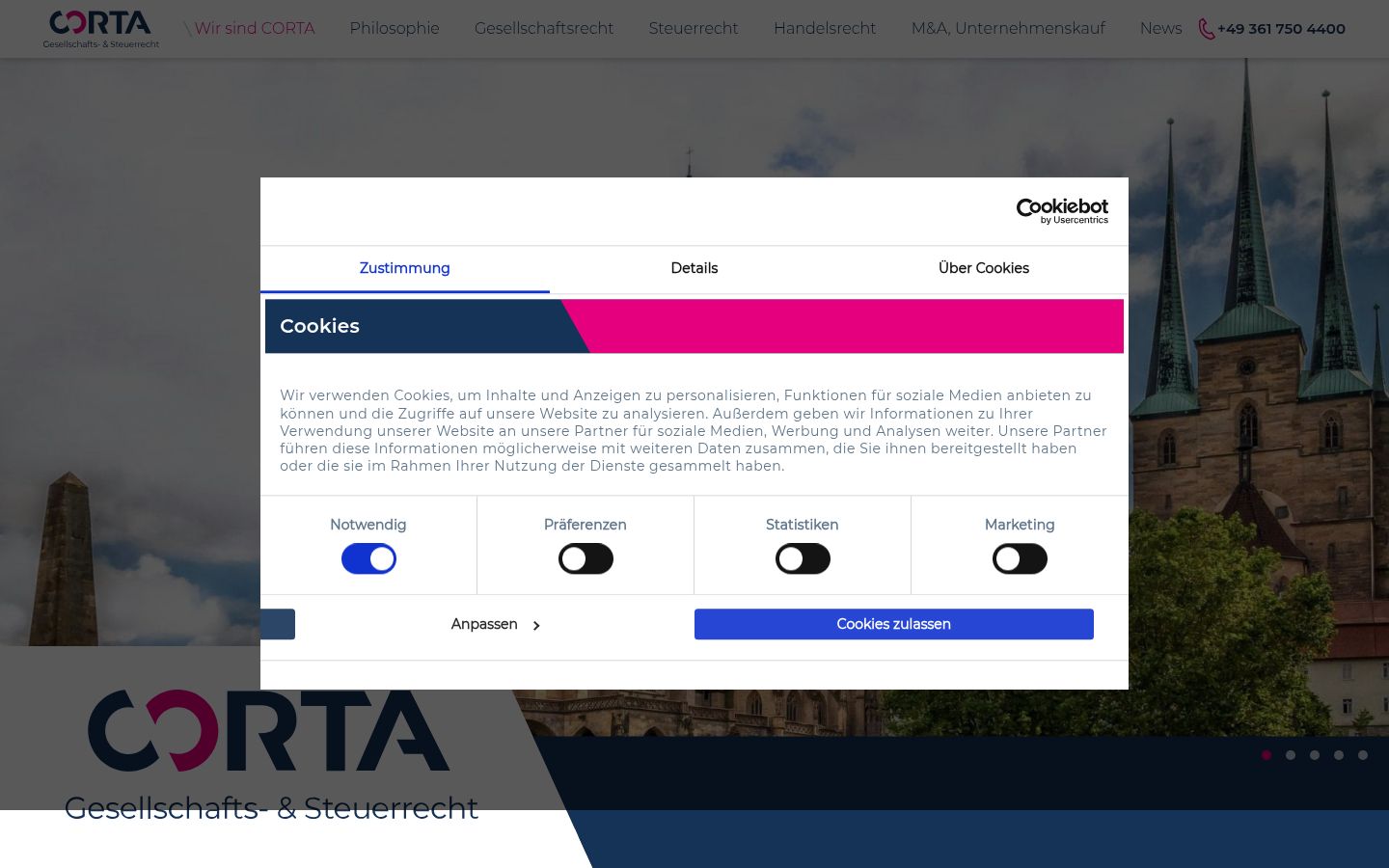 Screenshot van de toestemmingsbanner zoals getoond vóór enige interactie