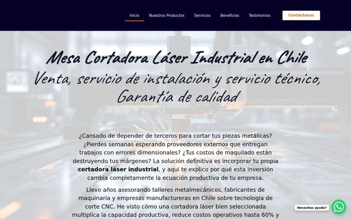 Screenshot of cortadoralaser.cl