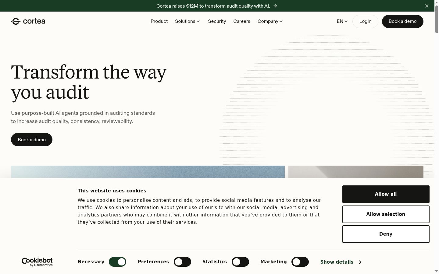 Screenshot del banner di consenso mostrato prima di qualsiasi interazione