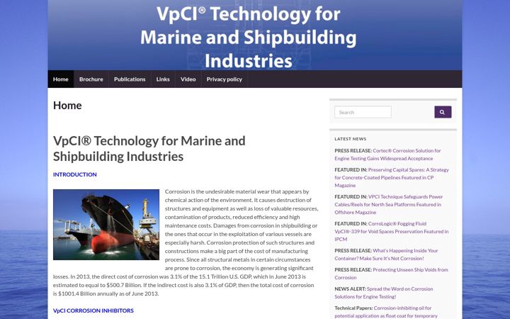 Screenshot of cortecmarine.com