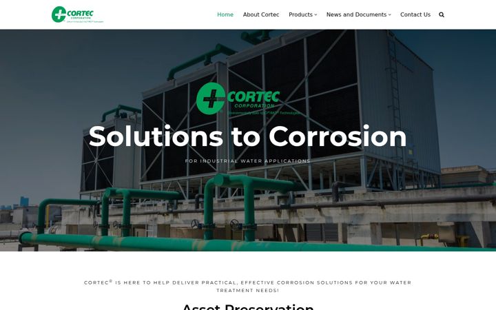 Screenshot of cortecwatertreatment.com