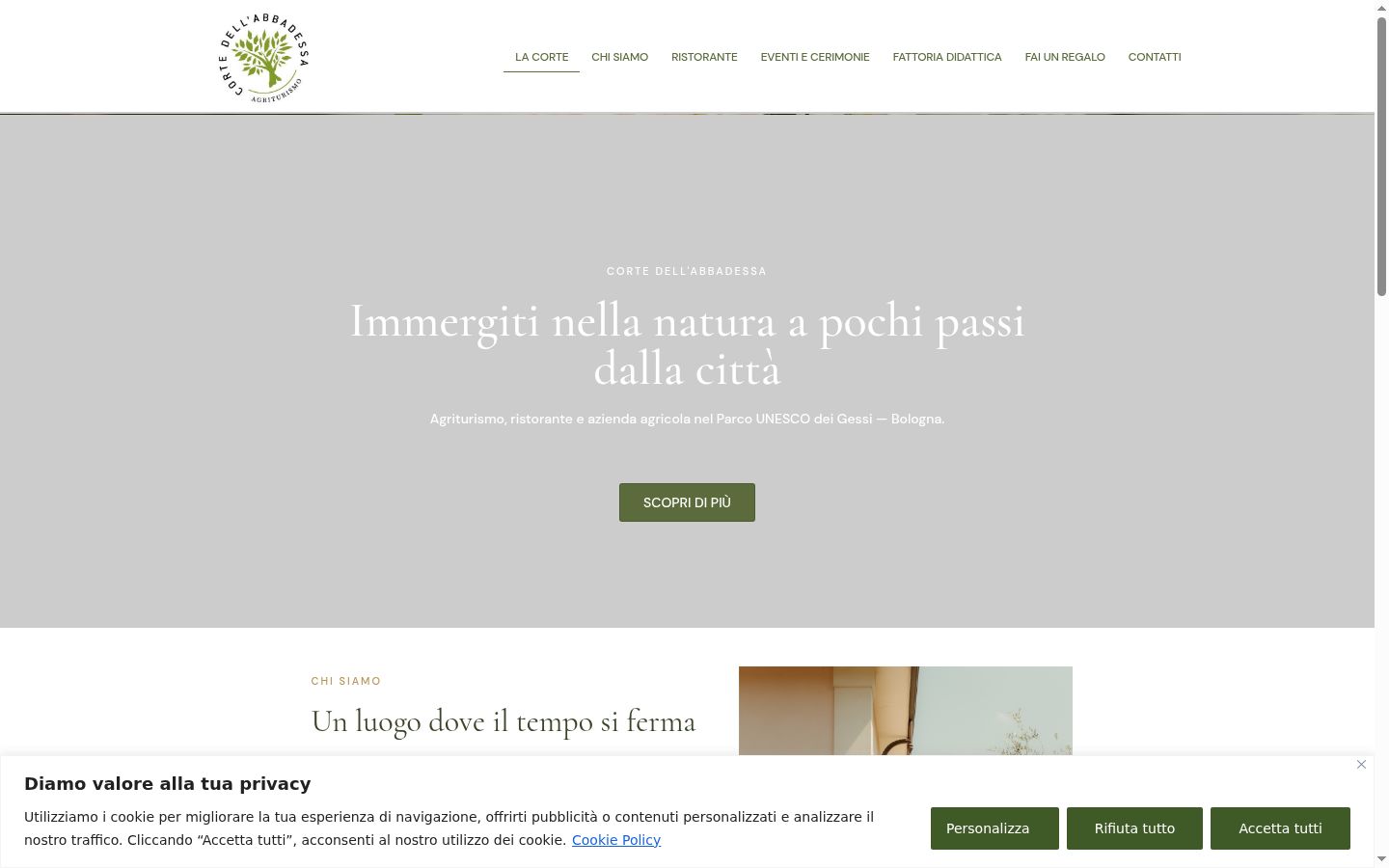 Screenshot del banner di consenso mostrato prima di qualsiasi interazione
