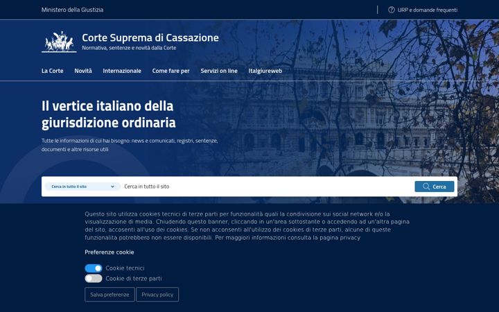 Screenshot of cortedicassazione.it