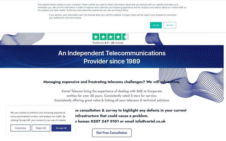 Screenshot of cortel.co.uk
