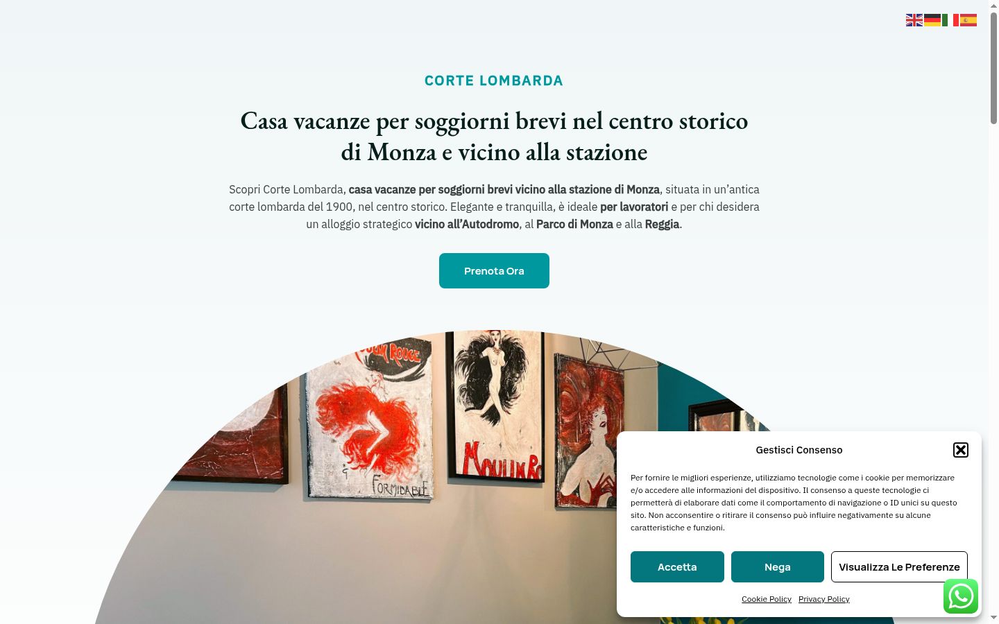 Screenshot del banner di consenso mostrato prima di qualsiasi interazione