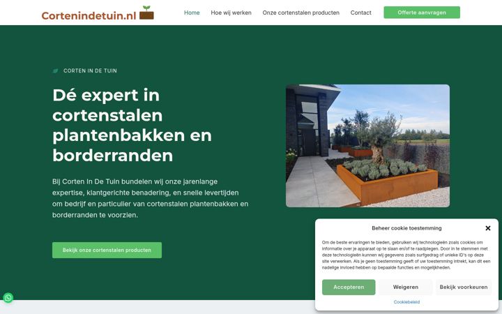 Screenshot of cortenindetuin.nl