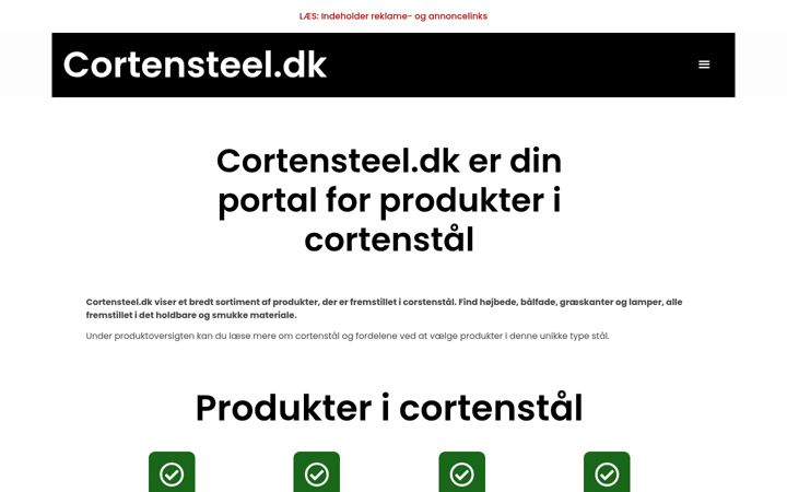 Screenshot of cortensteel.dk
