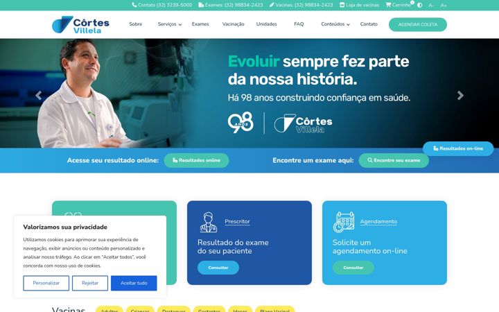 Screenshot van cortesvillela.com.br