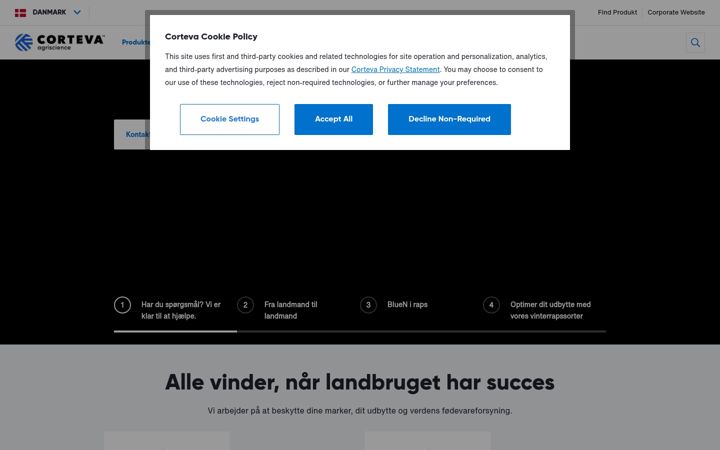 Screenshot of corteva.dk