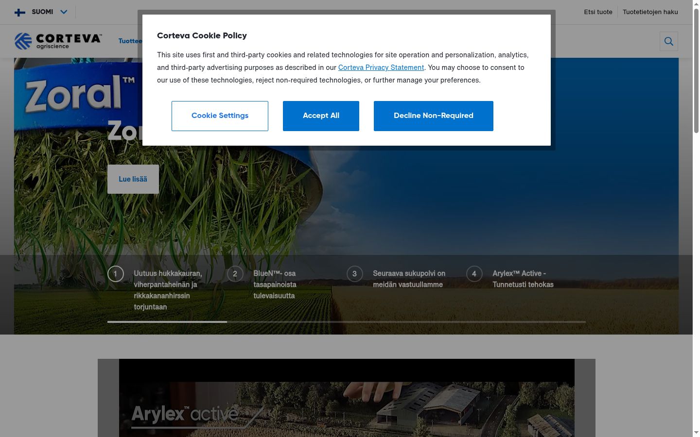 Screenshot del banner di consenso mostrato prima di qualsiasi interazione