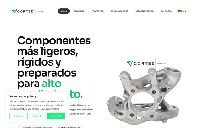 Screenshot of cortez-engineering.com