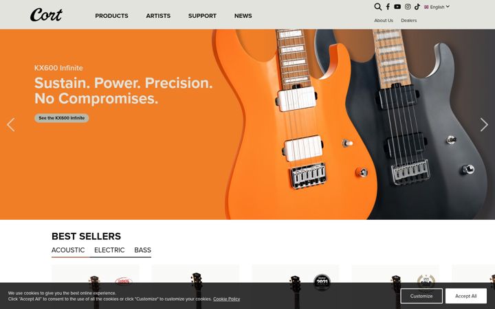 Screenshot of cortguitars.com