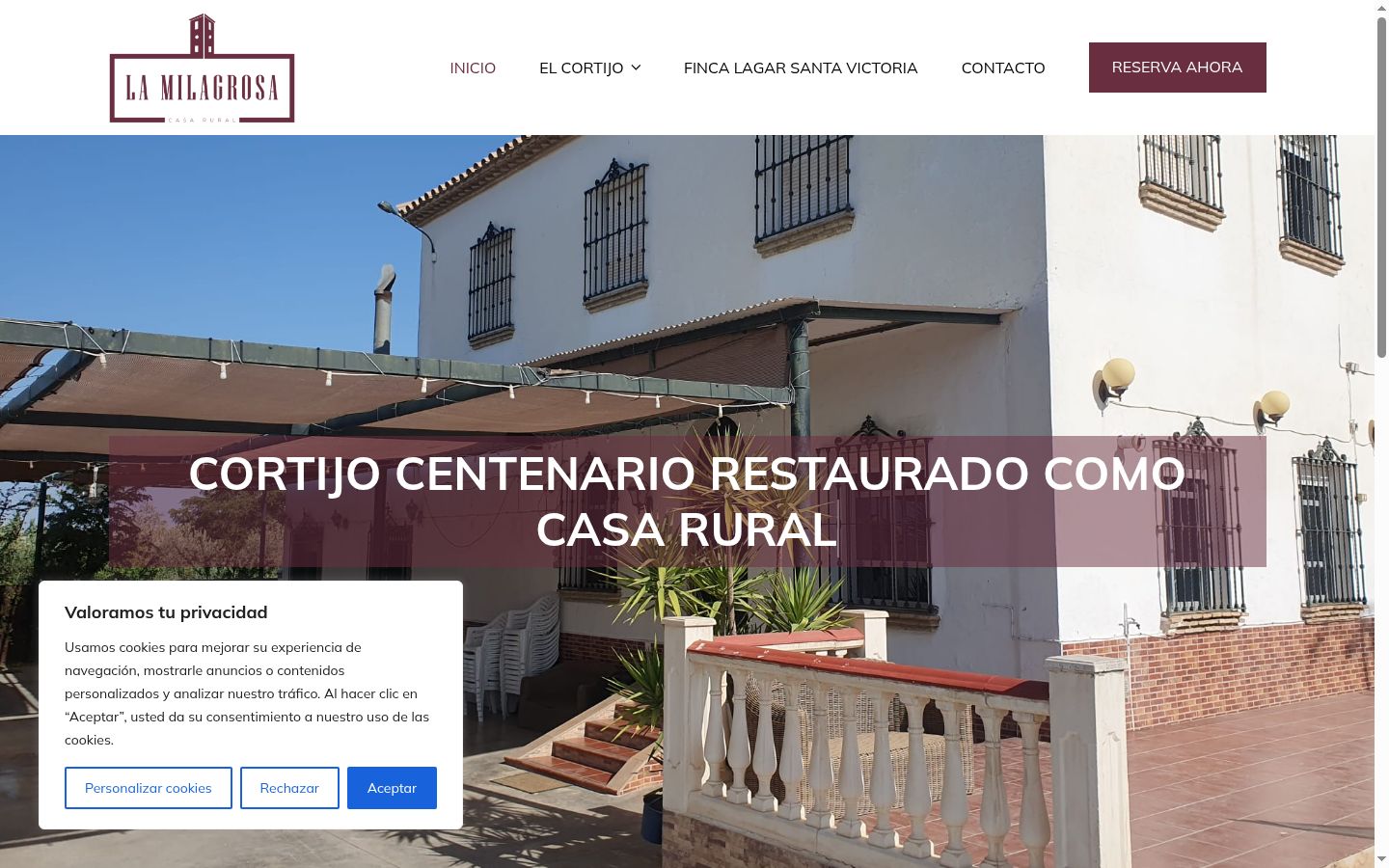 Captura de pantalla del banner de consentimiento mostrado antes de cualquier interacción