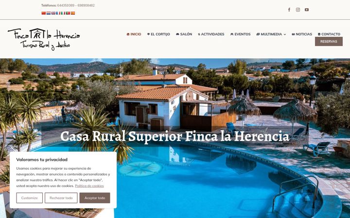 Screenshot of cortijoruralfincalaherencia.com
