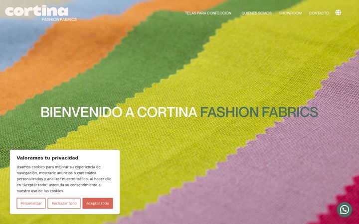 Screenshot of cortinafabrics.com