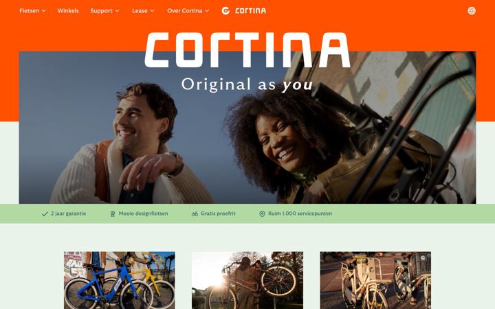 Screenshot of cortinafietsen.nl